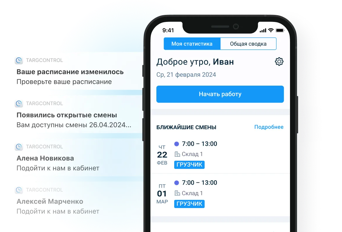 Рабочие уведомления