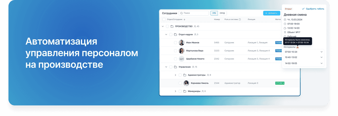 Автоматизация управления персоналом на производстве